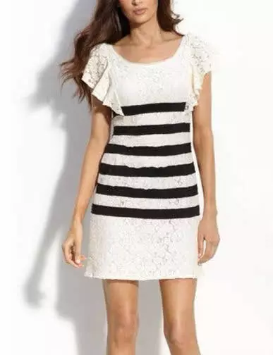 NWT BCBGMaxAzria Renata Striped Lace Dress Size 10