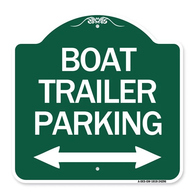 Designer Series Boat Trailer Parking (With Bidirectional Arrow Symbol) Sign