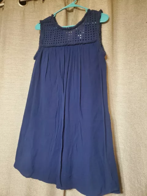 TOMMY BAHAMA Women's Royal Blue Sleeveless Dress W/tassles & Eyelets SZ LG