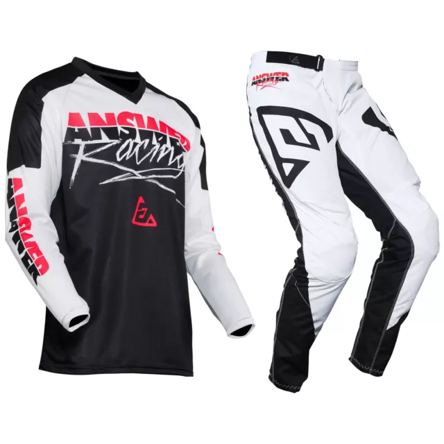 Youth Answer Syncron Motocross Kit Pants Jersey - Pro Glo White / Black / Pink