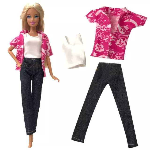 Doll Clothes Shirt Top Jeans Modern Outfit Daily Casual Wear For Barbie Baby Toy