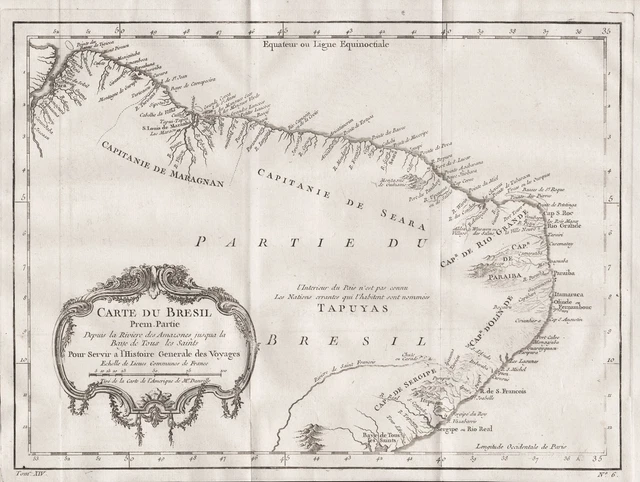 Paraiba Brasil Brazil Natal Mapa Carta Mapa Grabado Bellin 1750
