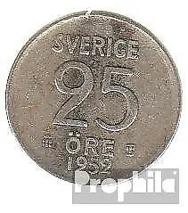 Sweden km-number. : 824 1956 extremely fine Silver extremely fine 1956 25 Öre Cr