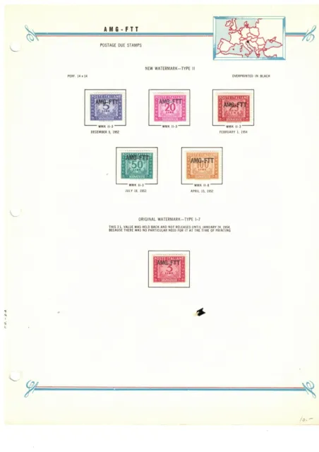 Trieste AMG-FTT 1952-54 Postage Dues MLH on Bush Album Page