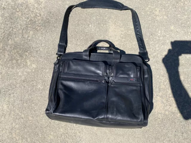 Tumi Alpha 3 Expandable Organizer Laptop Briefcase Large - Black Leather