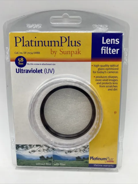 Platinum Plus 58mm Ultraviolet lens filter DF-7034-UVBB NIP New & Sealed