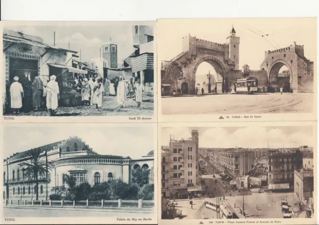 Lot of 4 Antique Old Postcards TUNISIA TUNIS 4