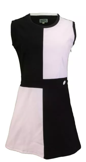 Ladies 60s Retro Mod Vintage Black & White Quadrant Dress