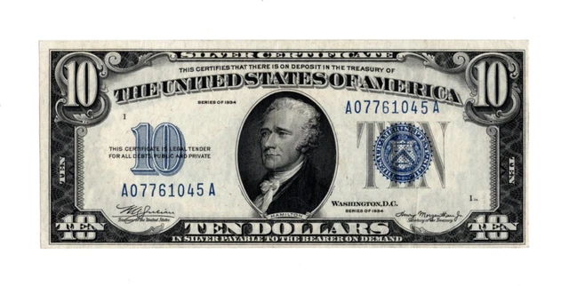 1934 $10 Silver Certificate - XF