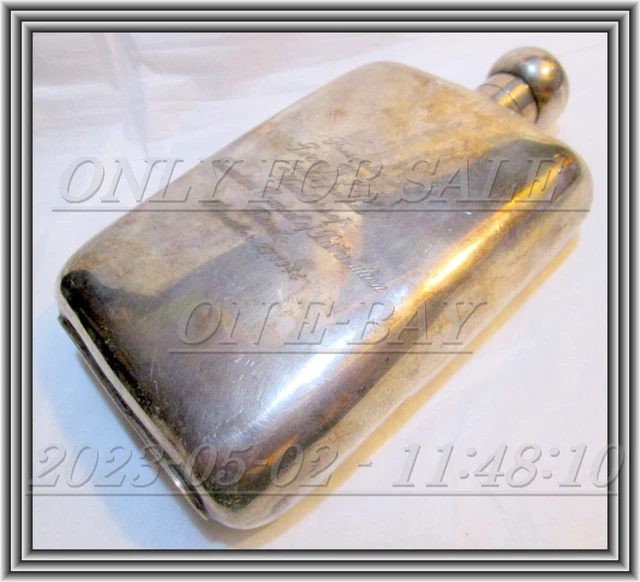 RODEN BROS - Sterling c1944s - LARGE SIZE 8" SILVER WHISKEY FLASK NR