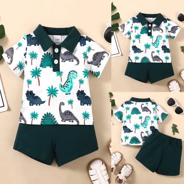 2PCS Toddler Baby Boys Summer Tracksuit T-Shirt Tops + Shorts Clothes Outfit Set