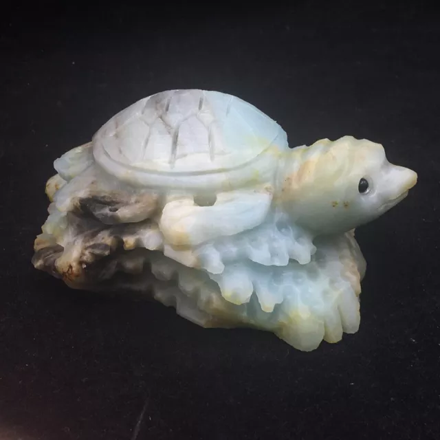 Natural crystal quartz mineral specimen Amazon stone hand-carved turtle gift .