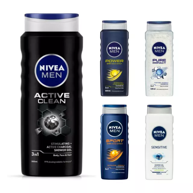 NIVEA MEN Body Wash Sport 3-in-1 ,Face & Hair Shower Gel (500ml)