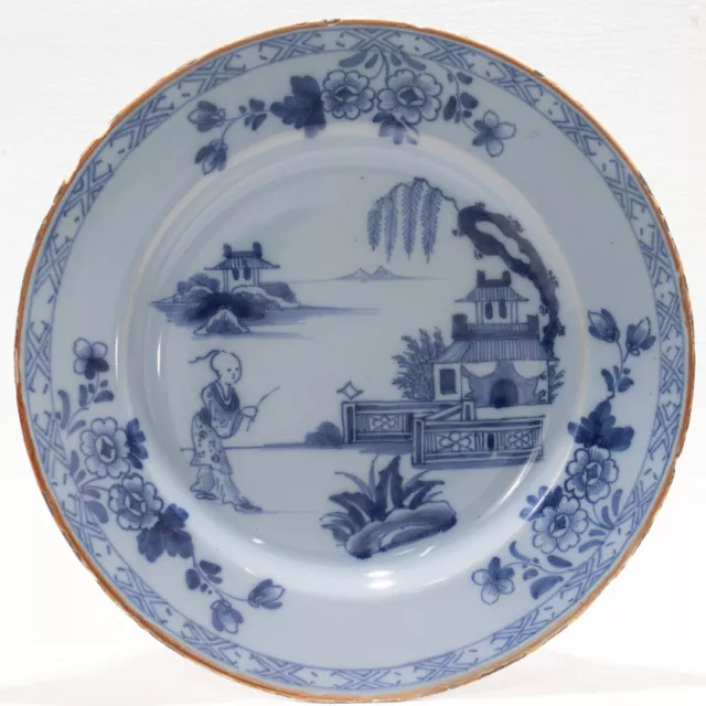 Antique 18th Century Dutch Delft Chinoiserie Plate