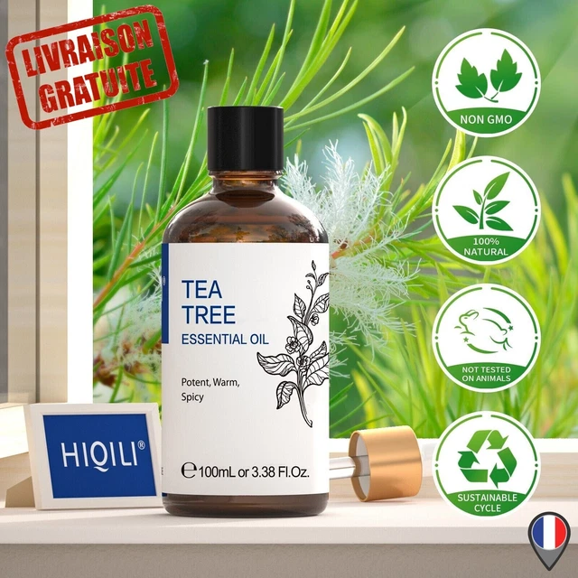 Huile Essentielle d'Arbre à Thé 100ml Pure 100% Naturelle Massage Aromathérapie