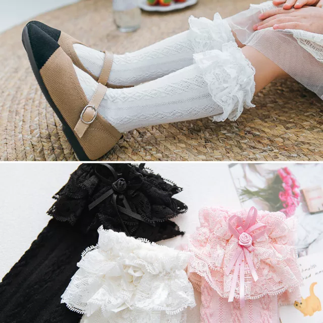 Girls Babys Toddlers Frilly Vintage Knee High Wedding School Socks 9 mon- 8 yrs