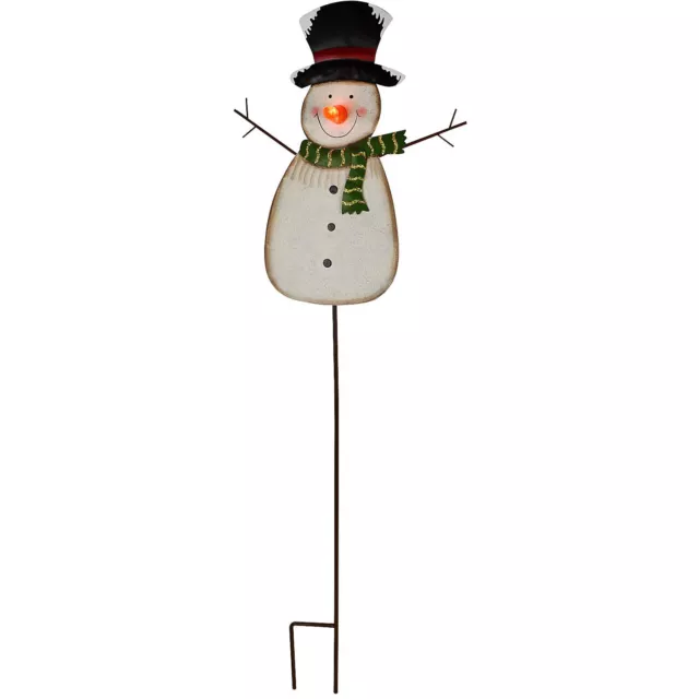 Outdoor LED Metal Christmas Snowman Garden Stake Yard Sign Lawn Stake Decoration