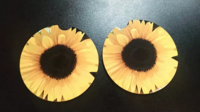 Car Cup Holder Coasters Sunflower Set MDF Hardboard 2.5"