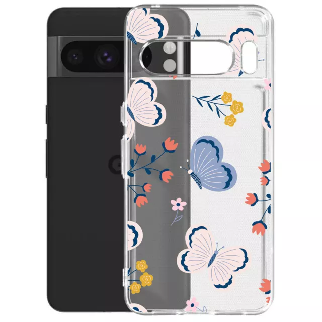 Phone Case Cover for Google Pixel 7 8 6 6A 9 Clear Butterfly Pattern Back Case