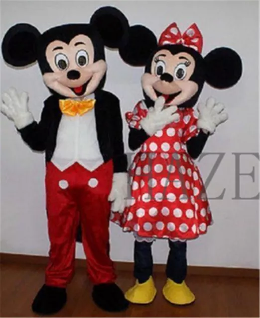 Mickey and Minnie Mouse Mascot Halloween Costume Party Fancy Dress