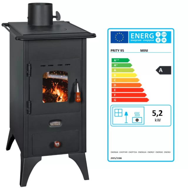 Estufa de Leña Retro Hierro Placa de acero Chimenea - Prity Mini 5.2 kw