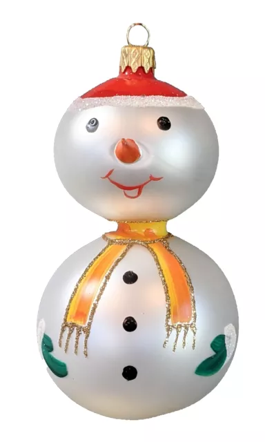 Polish Gallery Christmas Tree Ornament Blown Glass Classic Snowman 5 inch