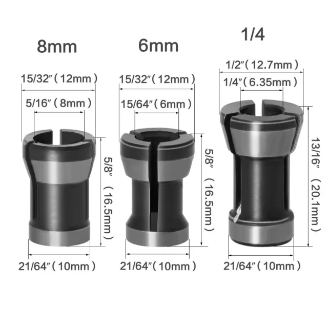 6mm +6.35mm +8mm Spannzange Für Winkelschleifer Oberfräser Set Kohlenstoffstahl