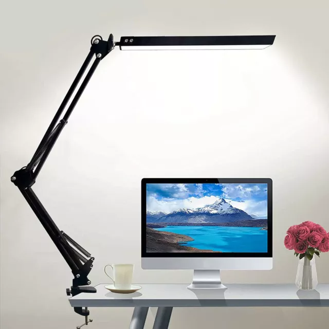 Durability And Energy Saving LED Table Lamp Clamp 3 Color Swivel Arm LED Desk❤️