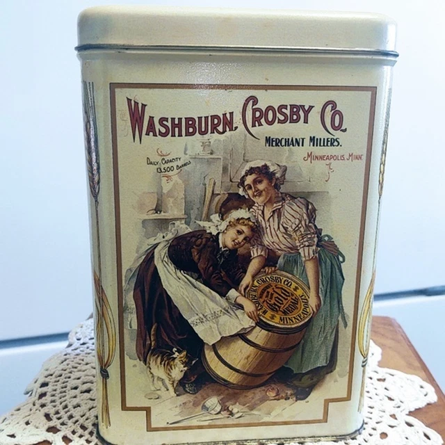 Collectible Vtg Advertising Washburn Crosby Co Gold Medal Flour Tin/Canister 9"