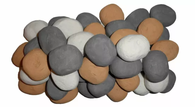 Gas Fire Pebble Coal Replacement Ceramic Artificial 15 Large White Grey Beige