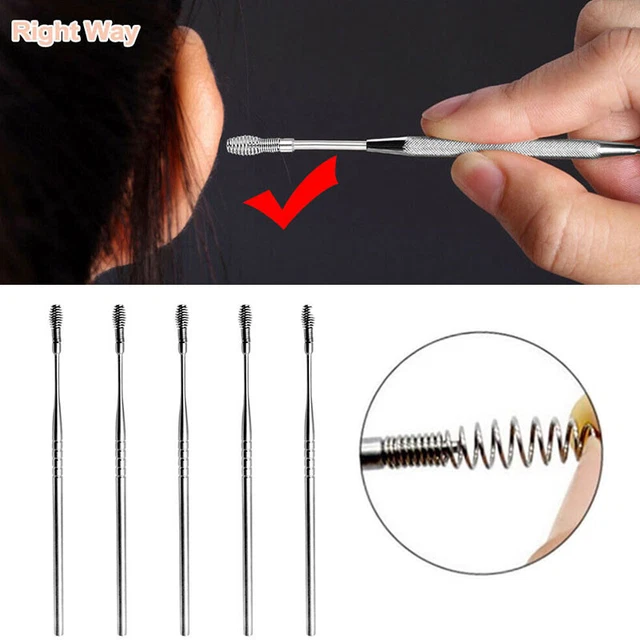 Acier Inoxydable Oreille Cire Enlèvement Spirale Ressort Earpick Nettoyant Outil