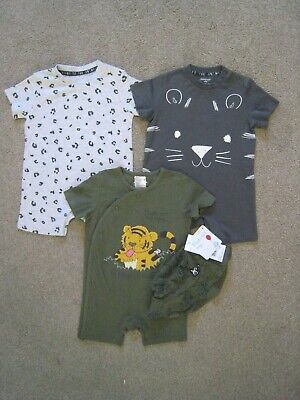 BNWT F&F BABY BOYS 3 x ROMPER OUTFIT SET BUNDLE LOT - 3-6 MONTHS - THAT'S NOT MY