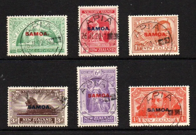 Samoa,  New Zealand stamps, full set to 1s orange-red, SG 143/8,  FU,  1920.