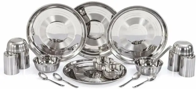 Stainless Steel Indian Designer Stain Resistant Dishwasher Dinner Set of 20 Pcs