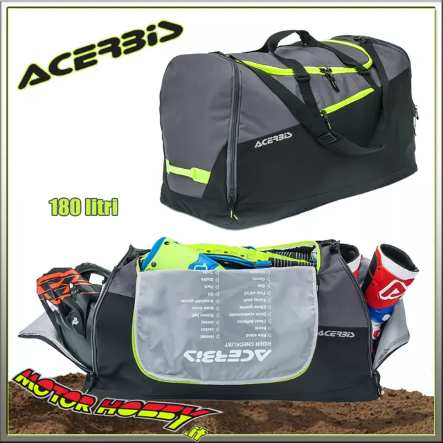 Borsone Acerbis Cross Enduro Cargo Bag Nero Grigio Tasche Laterali 180 Litri