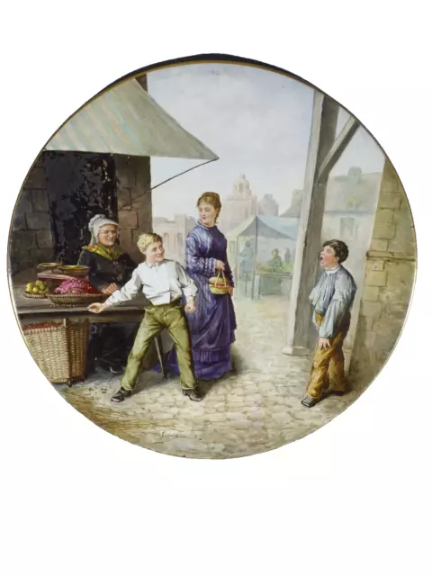 Ceramic Wall Plaque A Painting Of Boy Throwing Cherries Into Another's Furlaud