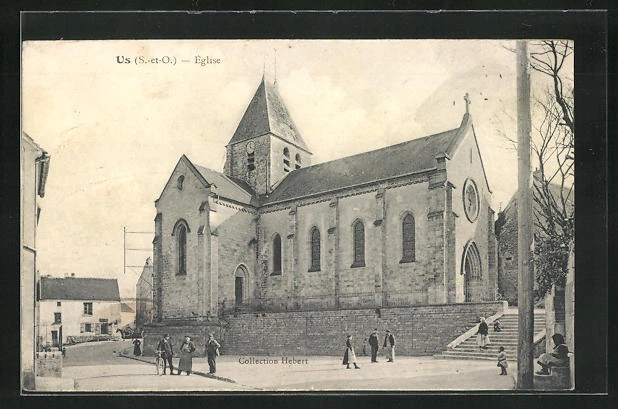CPA Us, vue de la rue an der l'Église, L´Èglise