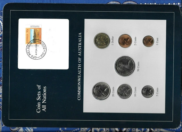Coin Sets of All Nations Australia 50,20,10,5,2,1 cents 1984 1 dollar 1985  UNC