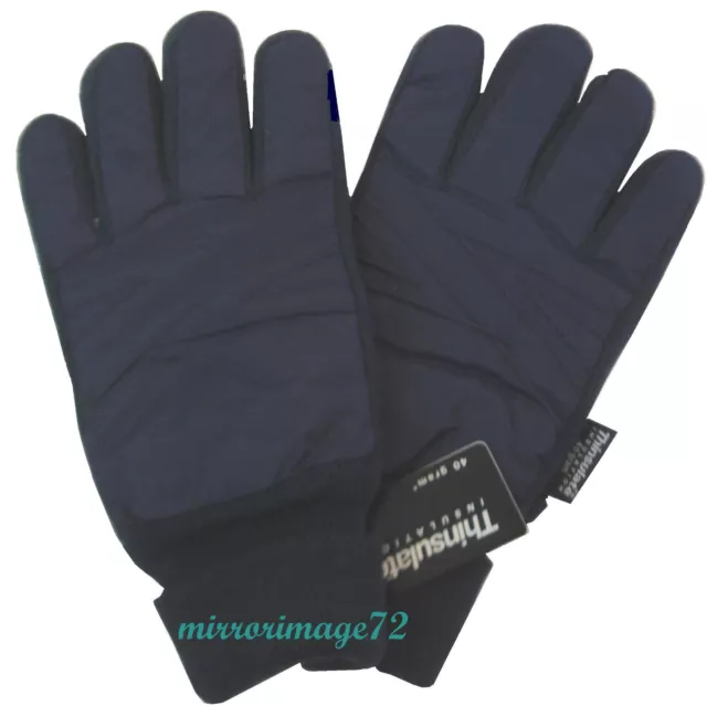 Mens 3M Dark Navy Blue Thinsulate Insulation 40 Gram Winter Gloves, Size L/XL