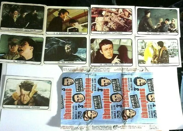 THE CHAMPIONS Wrapper + 9 A&bc Gum Cards (1969)  abc