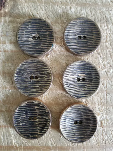 A Lot Of 6 Vtg Worn Gold Tone Lady Coat Buttons*B3