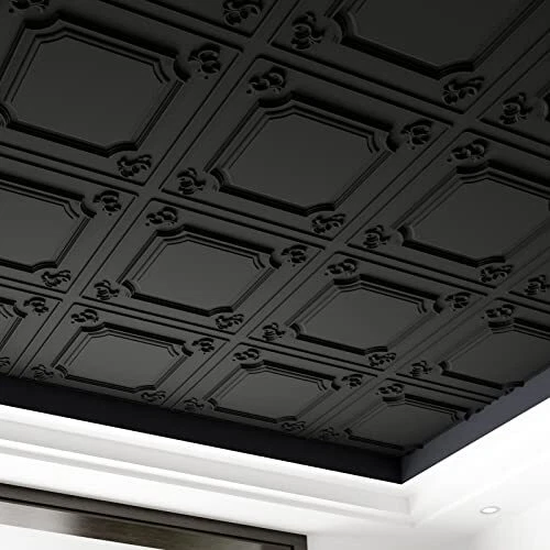 Art3d Drop Ceiling Tiles 24x24 in Black 12-Pack 48 Sq.ft Wainscoting Panels G...