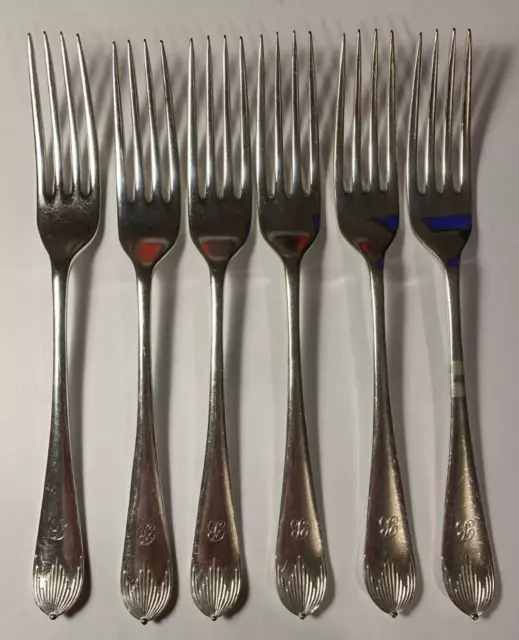 6 x Walker & Hall Silver Plated Dinner Forks - Monogramed B