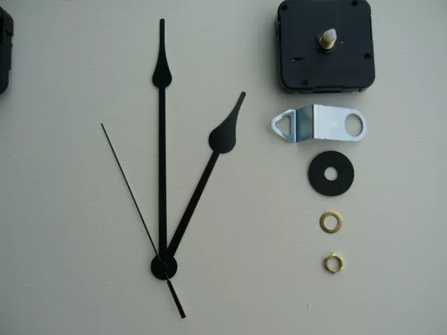 High Torque Clock Movement  Medium Spindle 6 Inch Black French Spade Hands