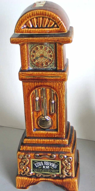1970 Ezra Brooks 12 Kentucky Bourbon Grandfather Clock China Decanter FREE SH