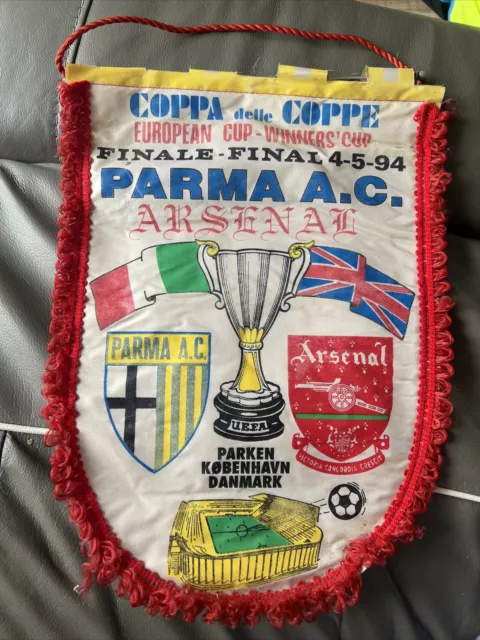 Rare Ecwc Final 1994 Arsenal V Parma Colour Pennant