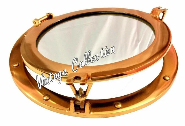15" latón marítimo ojo de buey redondo ventana vidrio náutico barco puerto...