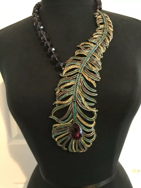 Heidi Daus NEW Pretty As A Peacock Crystal Amethyst Necklace BEAUTIFUL ELEGANCE!