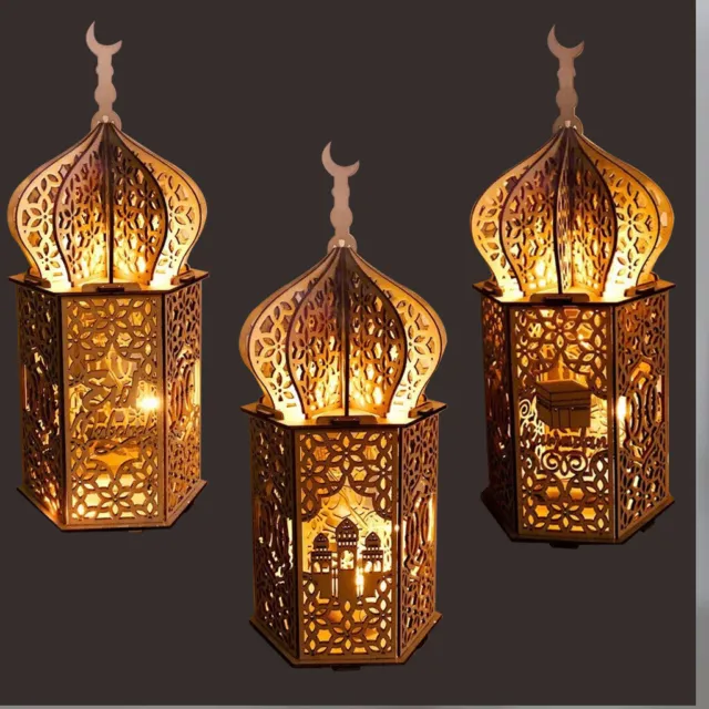 Muslim 3D Wooden Castle Lamp Light DIY Puzzle Games Assemble Model Building Kit
