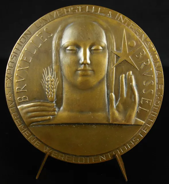 Médaille Exposition universelle de 1958 Belgique Bruxelles Rau 80mm Art-déco